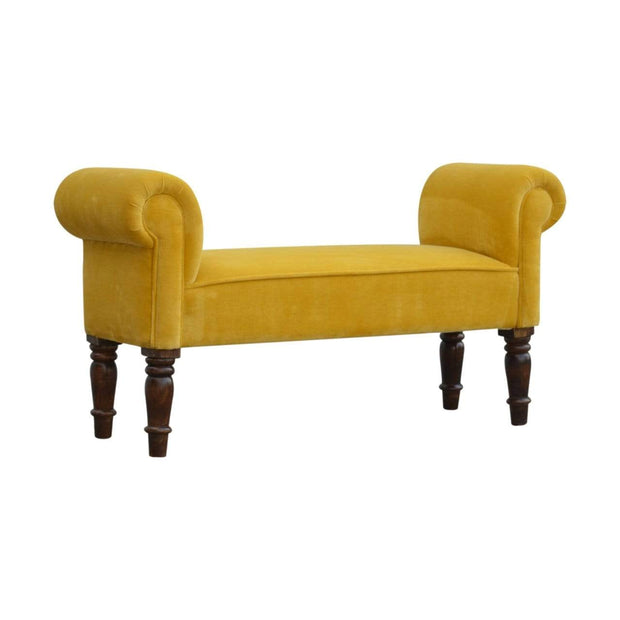 Mustard Velvet Bench - The House Office