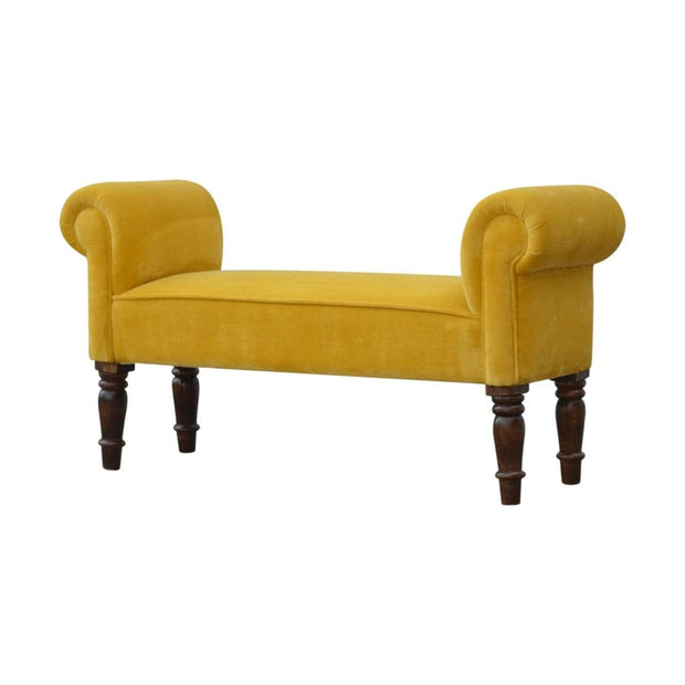 Mustard Velvet Bench - The House Office