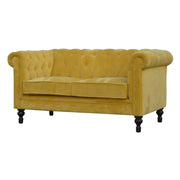 Mustard Velvet Double Seated Chesterfield Sofa - The House Office