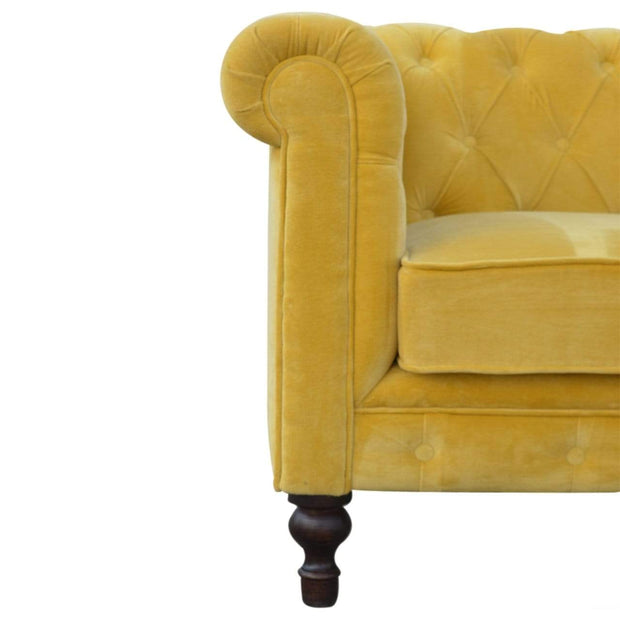 Mustard Velvet Double Seated Chesterfield Sofa - The House Office