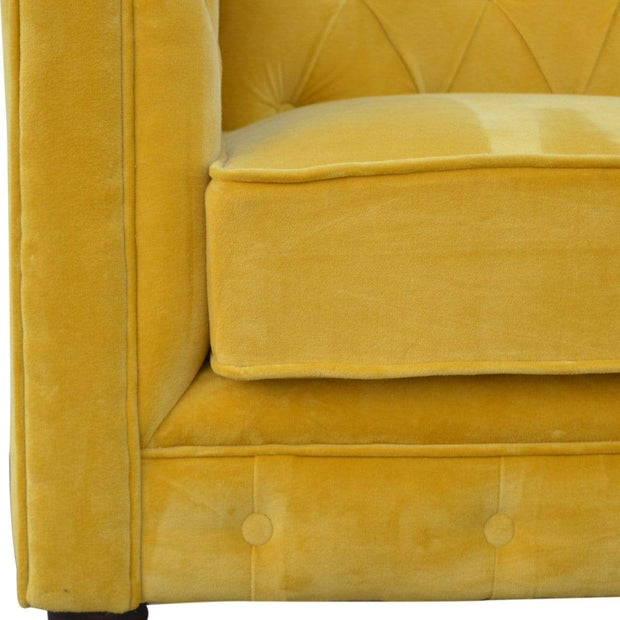 Mustard Velvet Double Seated Chesterfield Sofa - The House Office