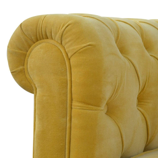 Mustard Velvet Double Seated Chesterfield Sofa - The House Office