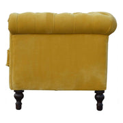 Mustard Velvet Double Seated Chesterfield Sofa - The House Office