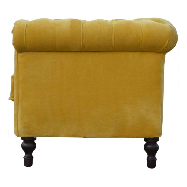 Mustard Velvet Double Seated Chesterfield Sofa - The House Office