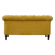 Mustard Velvet Double Seated Chesterfield Sofa - The House Office