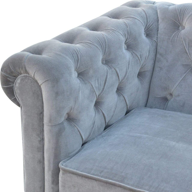Grey Velvet Double Seated Chesterfield Sofa - The House Office