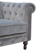 Grey Velvet Double Seated Chesterfield Sofa - The House Office