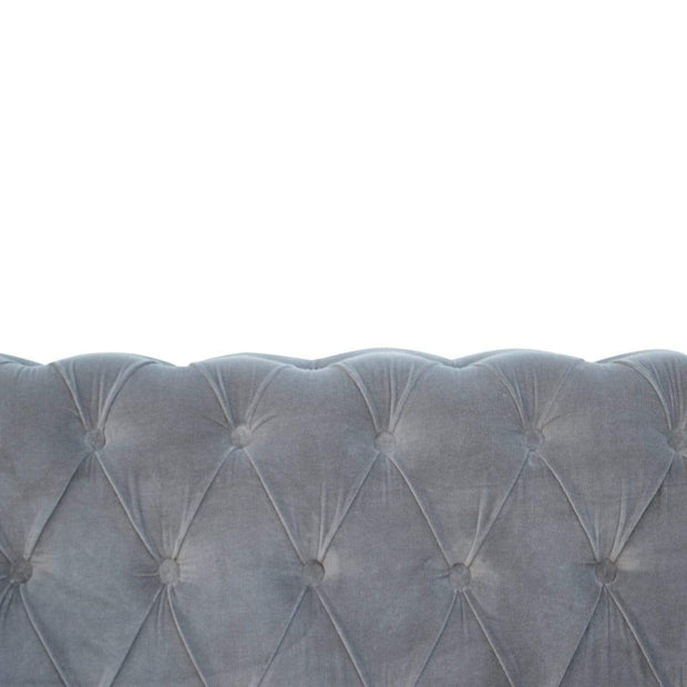 Grey Velvet Double Seated Chesterfield Sofa - The House Office