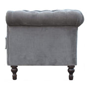 Grey Velvet Double Seated Chesterfield Sofa - The House Office