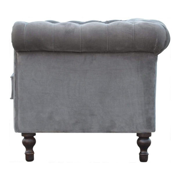 Grey Velvet Double Seated Chesterfield Sofa - The House Office