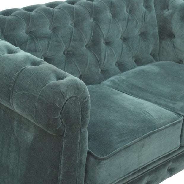 Emerald Green Velvet Double Seated Chesterfield Sofa - The House Office