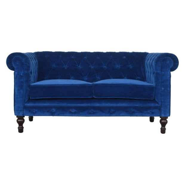 Royal Blue Velvet Double Seated Chesterfield Sofa - The House Office