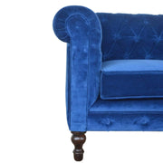 Royal Blue Velvet Double Seated Chesterfield Sofa - The House Office