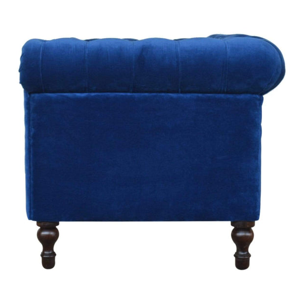 Royal Blue Velvet Double Seated Chesterfield Sofa - The House Office