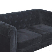 Black Velvet Double Seated Chesterfield Sofa - The House Office