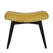 Mustard Cotton Velvet Curved Bench - The House Office