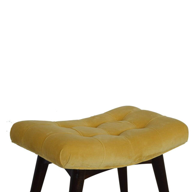 Mustard Cotton Velvet Curved Bench - The House Office