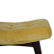Mustard Cotton Velvet Curved Bench - The House Office