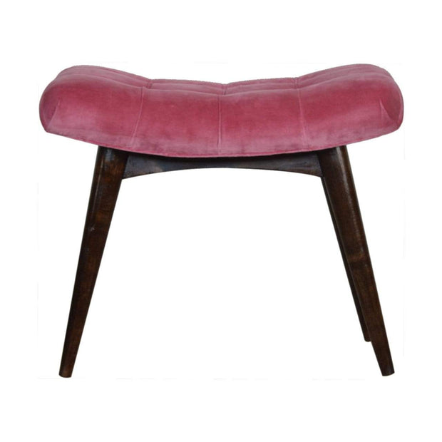 Pink Cotton Velvet Curved Bench - The House Office