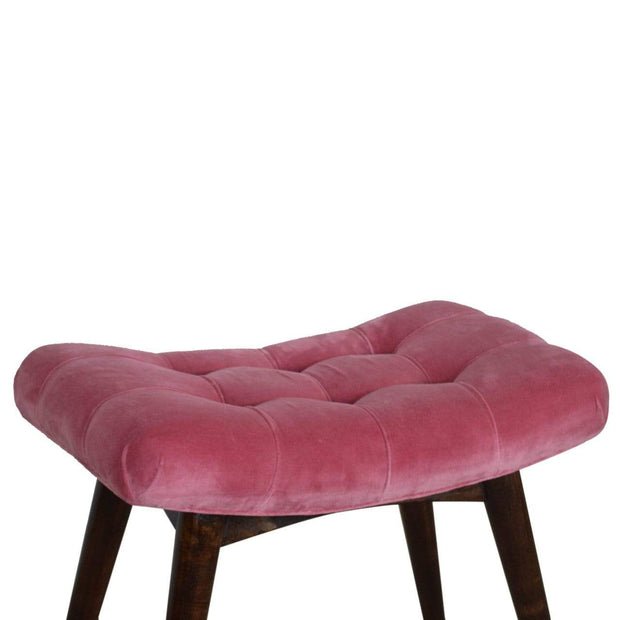 Pink Cotton Velvet Curved Bench - The House Office