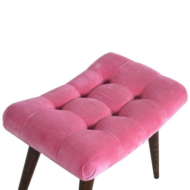 Pink Cotton Velvet Curved Bench - The House Office