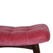 Pink Cotton Velvet Curved Bench - The House Office