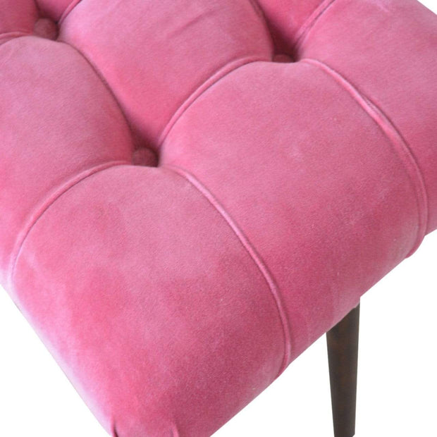 Pink Cotton Velvet Curved Bench - The House Office