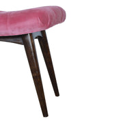 Pink Cotton Velvet Curved Bench - The House Office