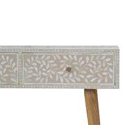 Light Taupe Floral Bone Inlay Console Table - The House Office