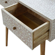 Light Taupe Floral Bone Inlay Console Table - The House Office