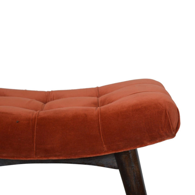 Brick Red Cotton Velvet Curved Bench - The House Office