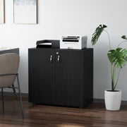 Black Two-Tier Lockable Office Storage Filing Cabinet Organiser with Keys - The House Office