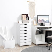 White Seven-Drawer Mobile Filing Cabinet with Wheels