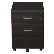 Brown Two-Drawer Locking Office Storage Filing Cabinet with Five Rolling Wheels - The House Office