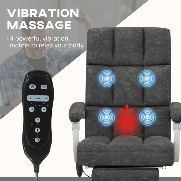 Grey Microfibre Vibrating Massage Office Chair - The House Office