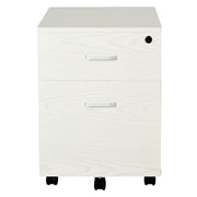 White Two-Drawer Locking Office Storage Filing Cabinet with Five Rolling Wheels