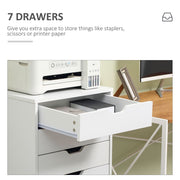 White Seven-Drawer Mobile Filing Cabinet with Wheels - The House Office