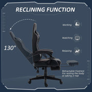 Black Racing Style Gaming Chair with Recliner and Manual Footrest - The House Office