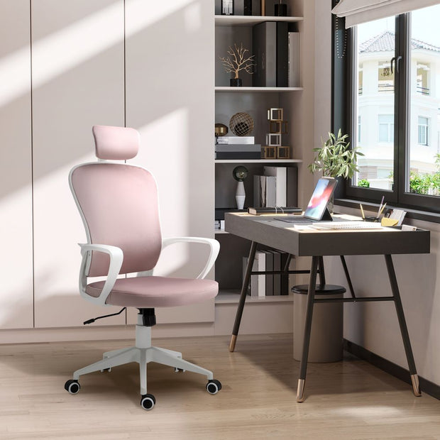 Pink Velvet High-Back Office Computer Chair