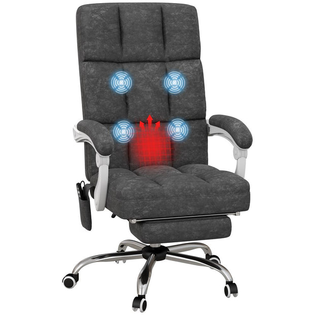 Grey Microfibre Vibrating Massage Office Chair