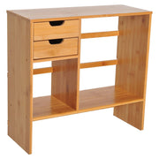 Bamboo Desktop Organiser Bookshelf with Two Drawers