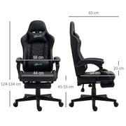 Black Racing Style Gaming Chair with Recliner and Manual Footrest - The House Office